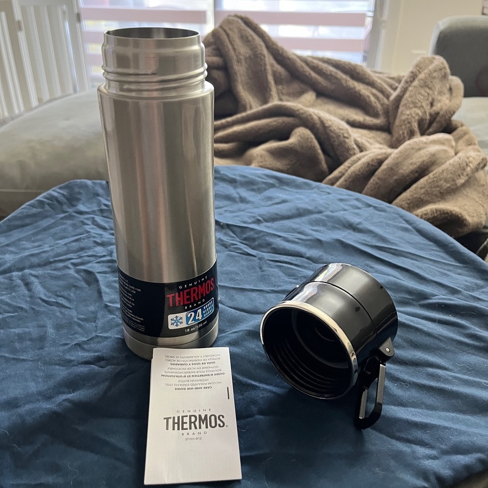 Thermos Stainless Steel Travel Mug - Black and Silver